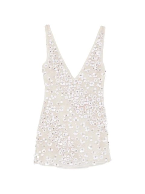 Cult Gaia sequin floral mini dress - Neutrals