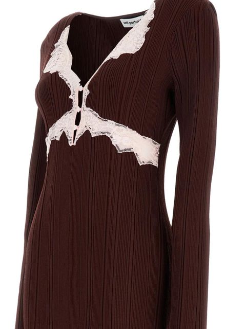 Self-Portrait ribbed lace A-line dress - Brown - zdjęcie produktu nr 2