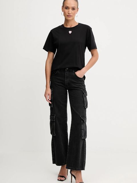 Pinko t-shirt bawełniany damski kolor czarny 105665 A2IB - zdjęcie produktu nr 2