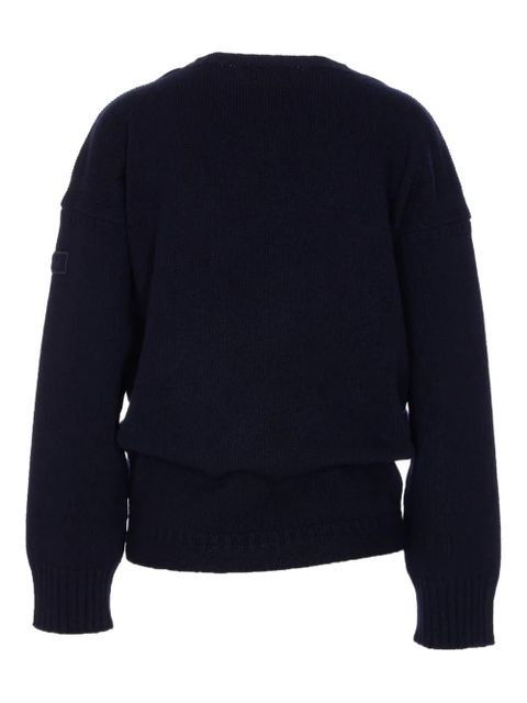 Chloé crew-neck patch-logo sweater - Blue