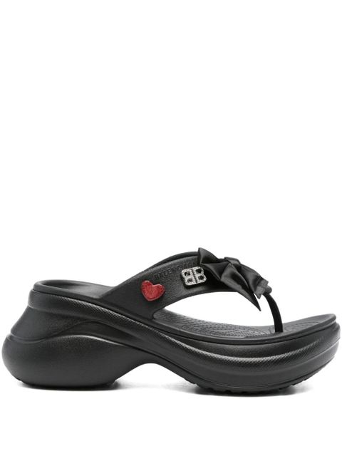 Balenciaga platform thong croc slides - Black - zdjęcie produktu nr 1