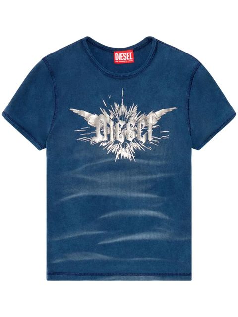 Diesel T-Ele-Long-P2 cotton T-shirt - Blue - zdjęcie produktu nr 1