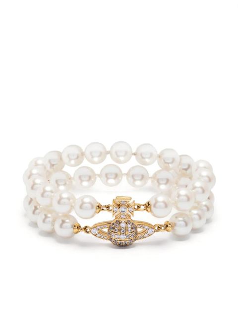 Vivienne Westwood Orb-plaque double pearl bracelet - White - zdjęcie produktu nr 1