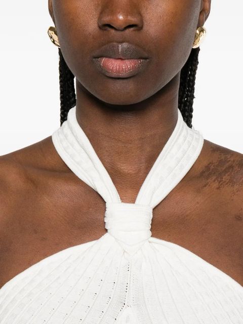 Simkhai halterneck textured mini dress - Neutrals