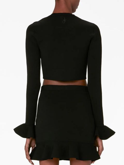JW Anderson ruffled-cuffs cropped knitted top - Black