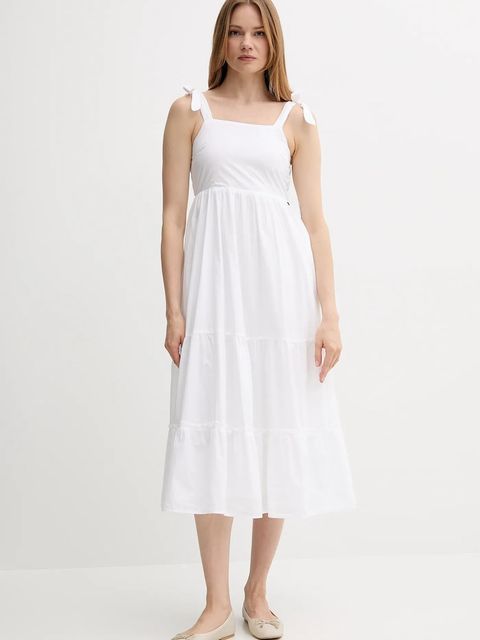 Pepe Jeans sukienka kolor biały midi rozkloszowana PL953749 - zdjęcie produktu nr 1