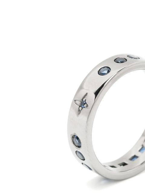 APM Monaco Blue Smile Morse Code ring - Silver