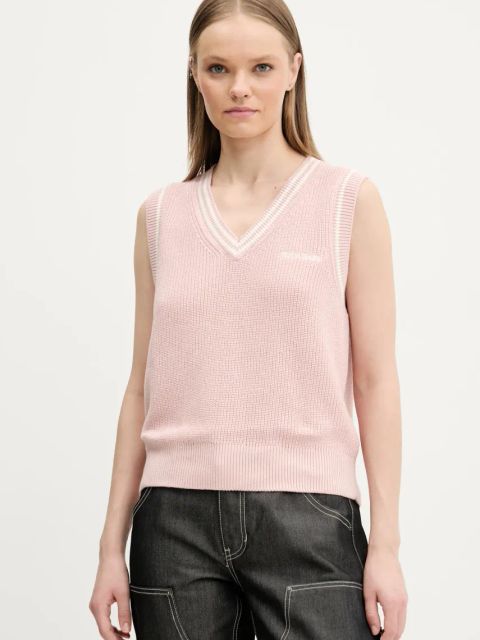 Guess Jeans kamizelka bawełniana damski kolor różowy W5GR02 Z3HM1