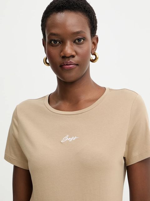 BOSS Orange t-shirt bawełniany C Elove embro damski kolor beżowy 50554696