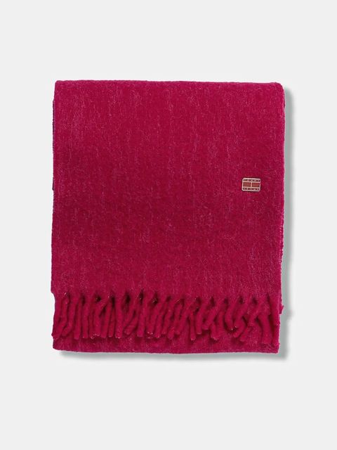 Tommy Jeans szalik z dodatkiem wełny damski kolor różowy gładki AW0AW17903