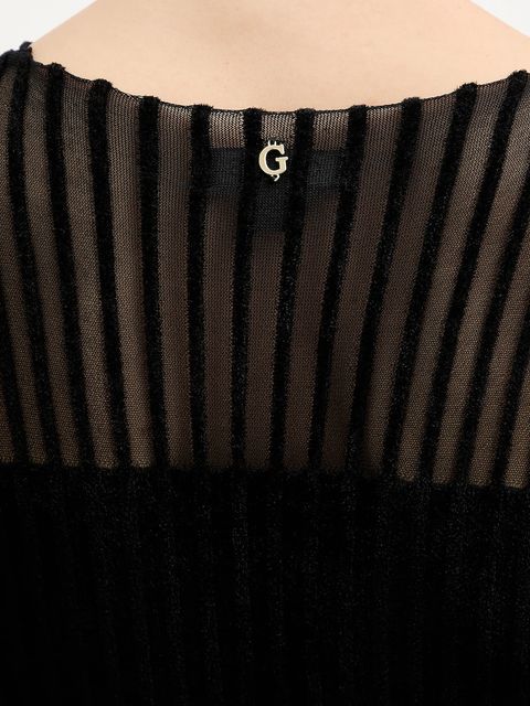 Guess bluzka welurowa ROWENA damska kolor czarny gładka W5BR62 Z0890