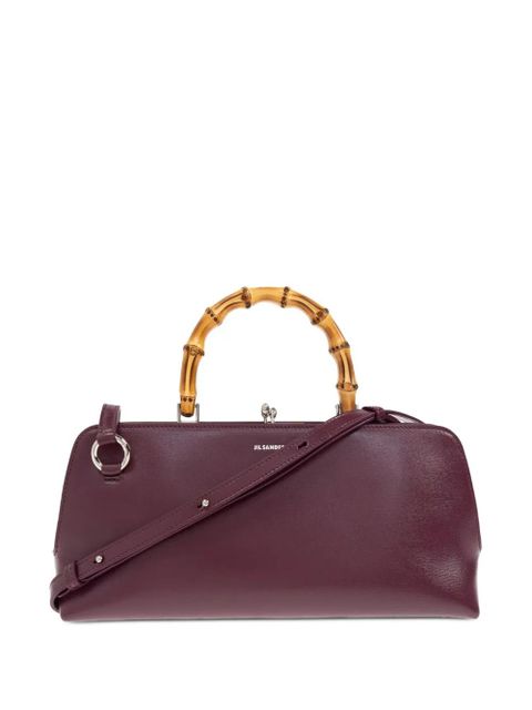 Jil Sander bamboo-handle leather tote bag - Red - zdjęcie produktu nr 1