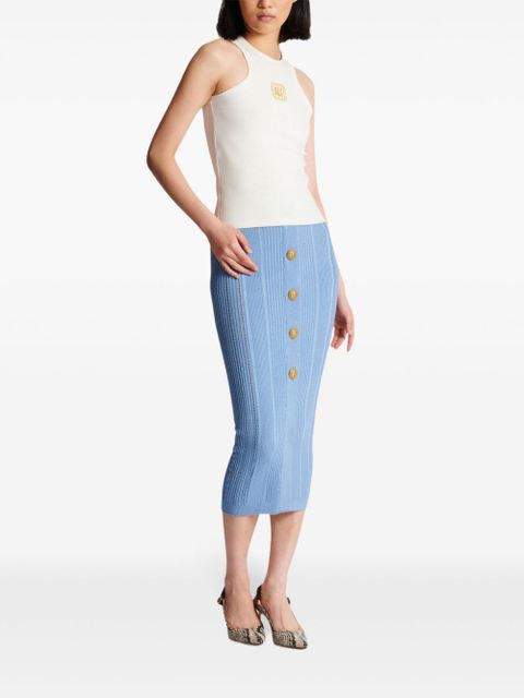 Balmain PB-embroidered tank top - White