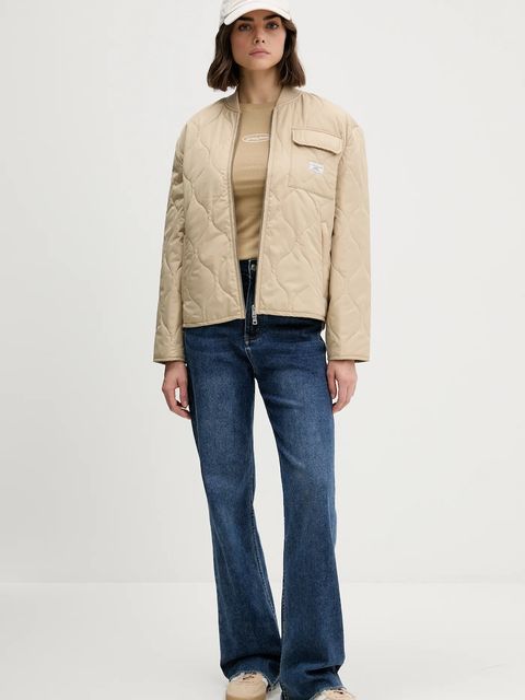 Guess Jeans kurtka kolor beżowy przejściowa oversize W5YL26 WHG02 - zdjęcie produktu nr 2