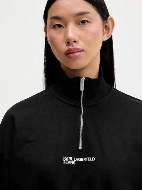 Karl Lagerfeld Jeans bluza bawełniana damska kolor czarny gładka B1W20069