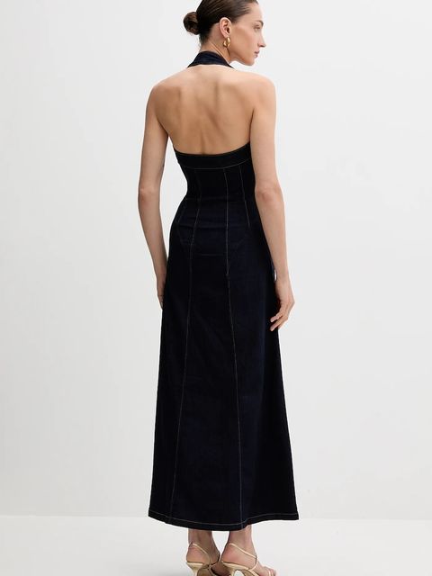 Bardot sukienka jeansowa kolor granatowy maxi rozkloszowana 91426DB - zdjęcie produktu nr 2