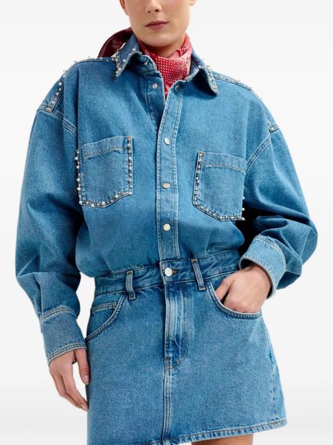 Essentiel Antwerp studded denim mini day dress - Blue