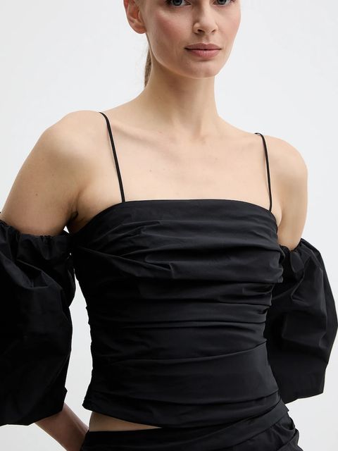 Pinko bluzka damska kolor czarny gładka 105552 Y3LE