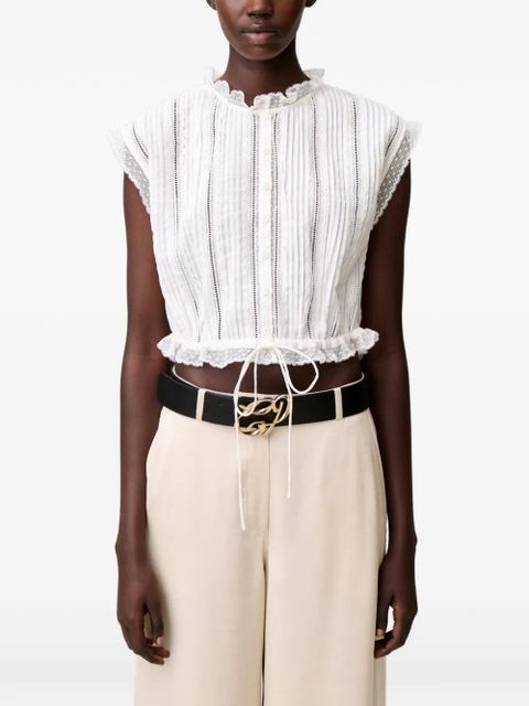 Claudie Pierlot lace-trim pleated shirt - White