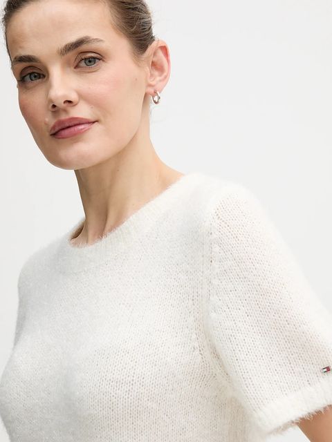 Tommy Hilfiger sweter z dodatkiem wełny damski kolor beżowy WW0WW47650