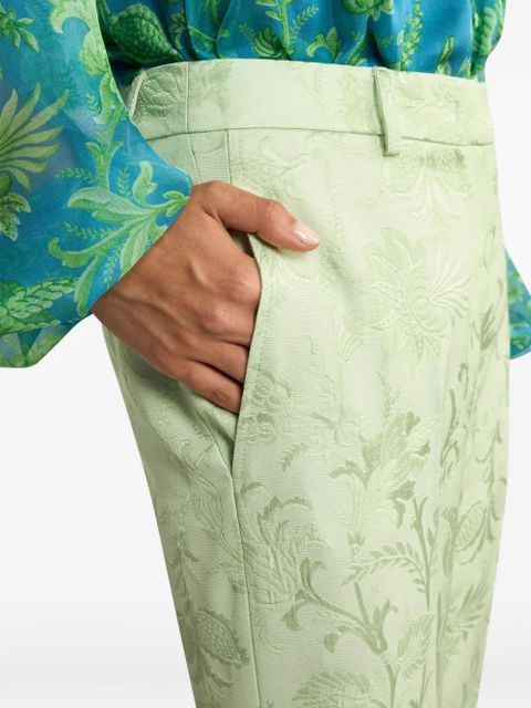 ETRO floral-motif jacquard trousers - Green