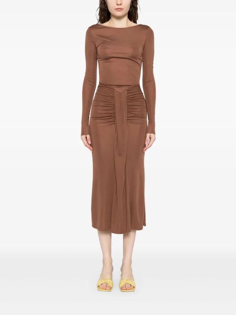 STAUD draped midi dress - Brown