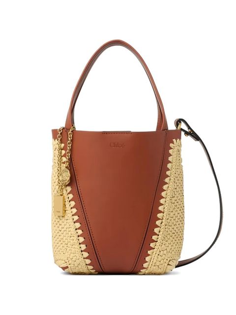 Chloé small Chloé Spin woven-pannels charm-detail bucket bag - Brown - zdjęcie produktu nr 1