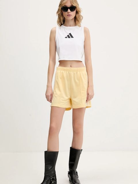 adidas Originals szorty damskie kolor żółty z aplikacją high waist KD3669