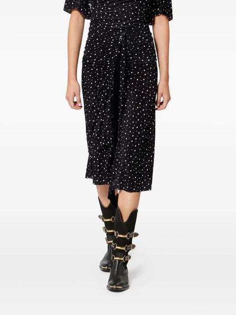 ISABEL MARANT Gyelle polka-dot gathered-waist skirt - Black