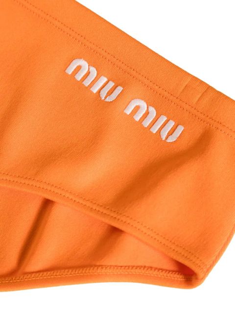 Miu Miu embroidered-logo bikini bottoms - Orange