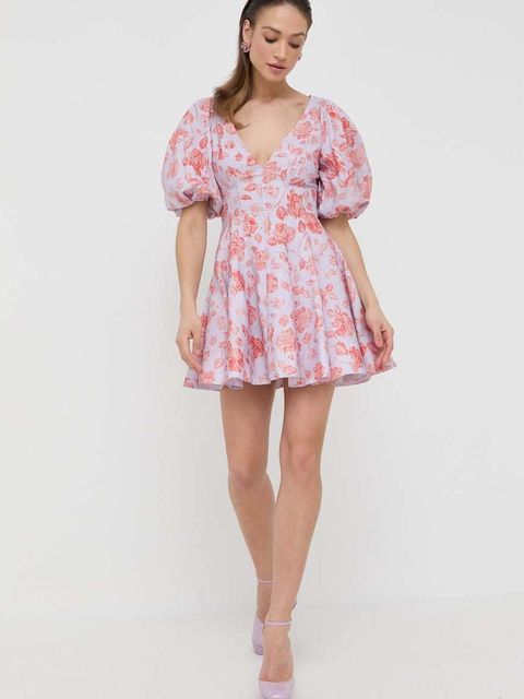 Bardot sukienka kolor fioletowy mini rozkloszowana - zdjęcie produktu nr 1