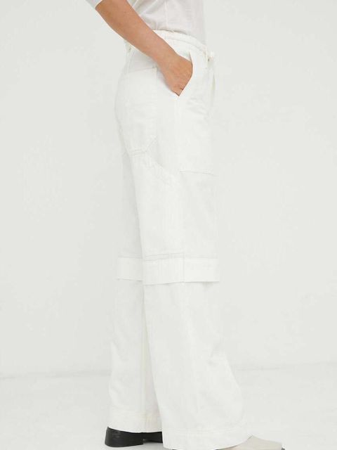 Day Birger et Mikkelsen spodnie bawełniane kolor biały szerokie high waist
