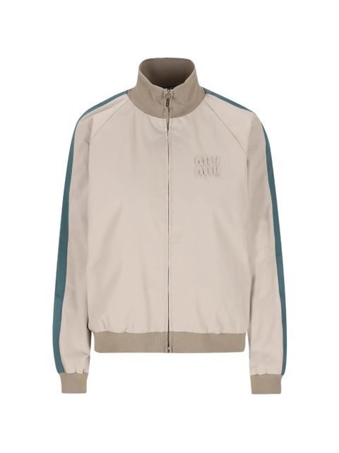 Miu Miu striped logo jacket - Neutrals - zdjęcie produktu nr 1
