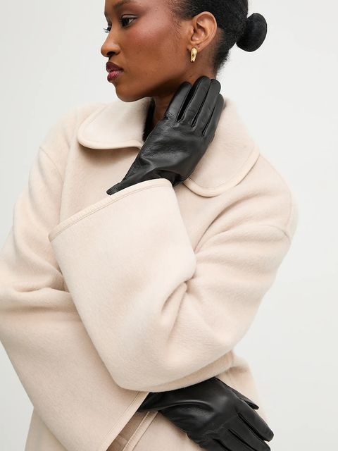 Answear.LAB rękawiczki skórzane damskie kolor czarny - zdjęcie produktu nr 1