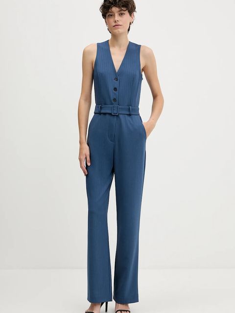 Sisley kombinezon kolor niebieski z dekoltem w szpic 41NDLT00P - zdjęcie produktu nr 1