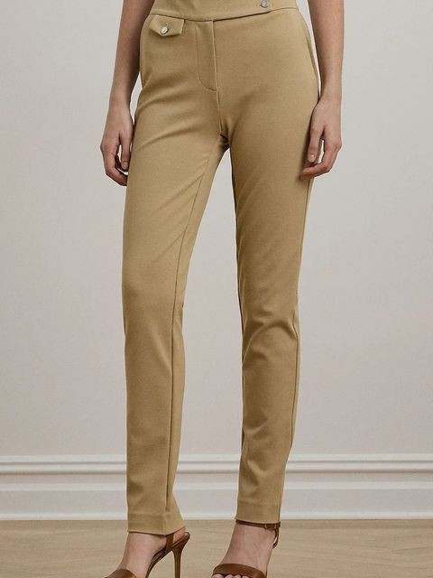 Lauren Ralph Lauren spodnie damskie kolor beżowy proste medium waist 200980023 - zdjęcie produktu nr 1