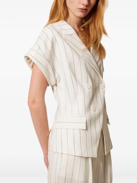 TWINSET double-breasted pinstriped vest - White