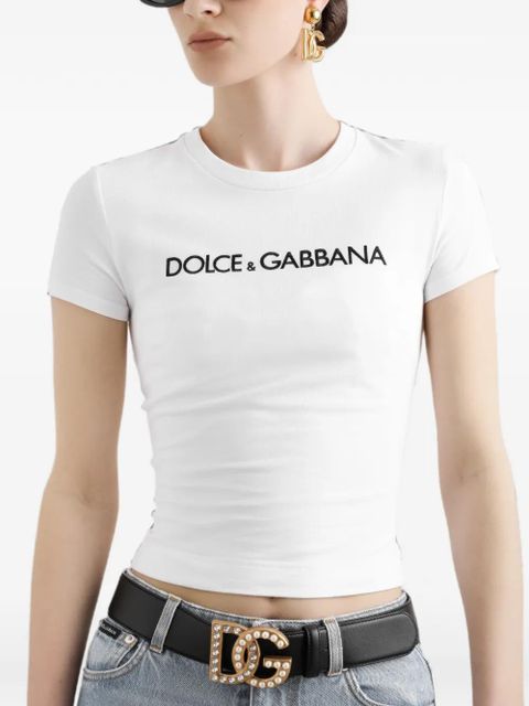 Dolce & Gabbana logo-embroidered stretch-cotton T-shirt - White