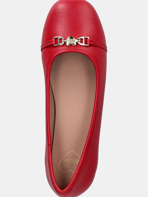 Love Moschino baleriny skórzane kolor czerwony JA11081G1NIE0500