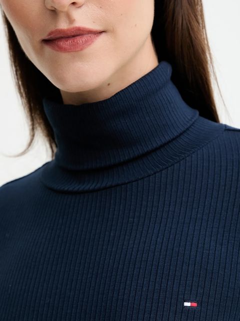 Tommy Hilfiger longsleeve damski kolor granatowy z golfem WW0WW39826