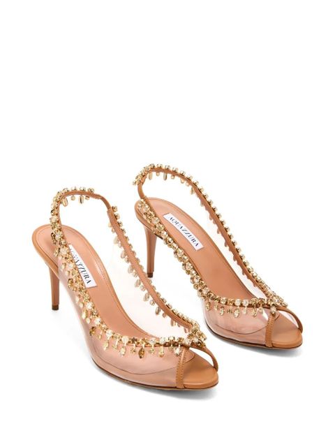 Aquazzura Temptation crystal-embellished slingback pumps - Neutrals - zdjęcie produktu nr 2