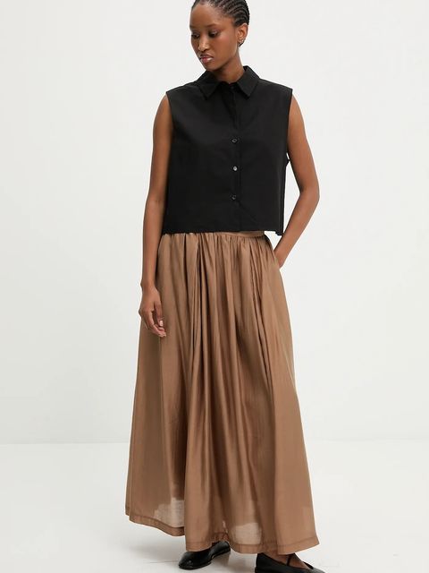 Answear.LAB spódnica kolor beżowy maxi rozkloszowana - zdjęcie produktu nr 2