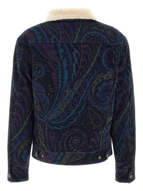 ETRO Giubbino paisley-print corduroy jacket - Blue