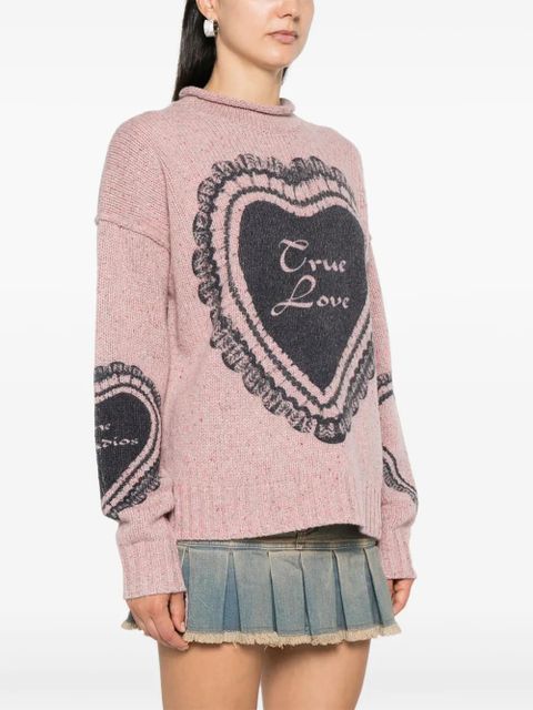 Acne Studios heart-print chunky-knit jumper - Pink - zdjęcie produktu nr 2