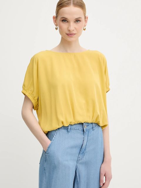 United Colors of Benetton bluzka damska kolor żółty gładka 5NPHDQ0C6 - zdjęcie produktu nr 1