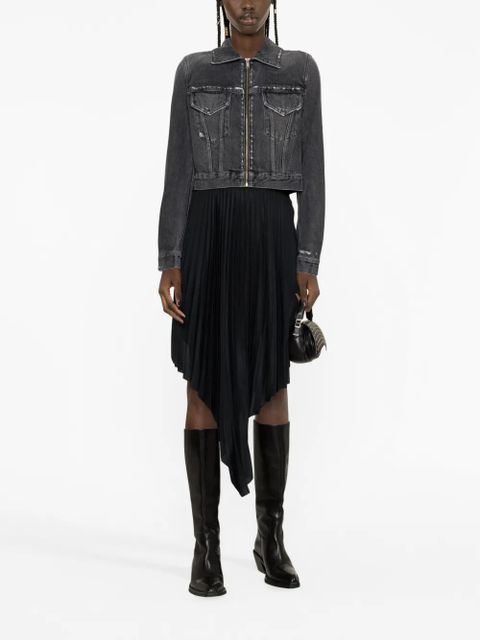 Givenchy distressed-effect zipped denim jacket - Black - zdjęcie produktu nr 2