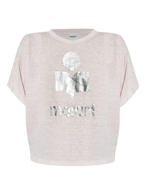 MARANT ÉTOILE metallic-logo linen t-shirt - Pink - zdjęcie produktu nr 1