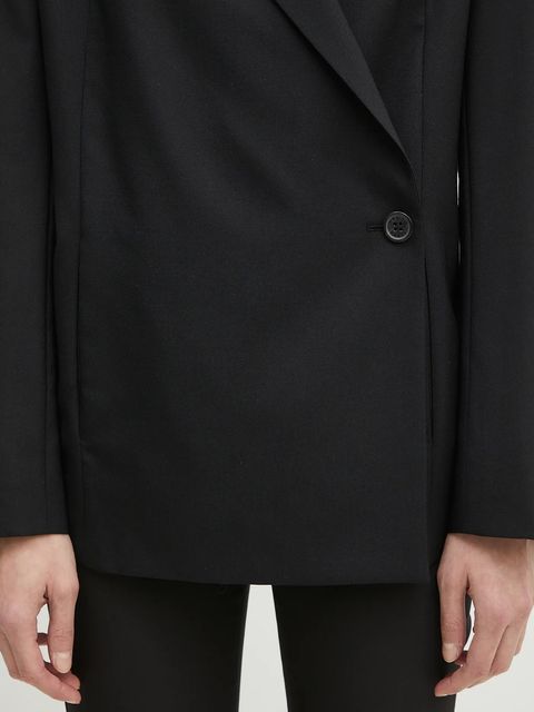 Kenzo marynarka wełniana kolor czarny jednorzędowa gładka FF52VE2589RA.99 - zdjęcie produktu nr 2