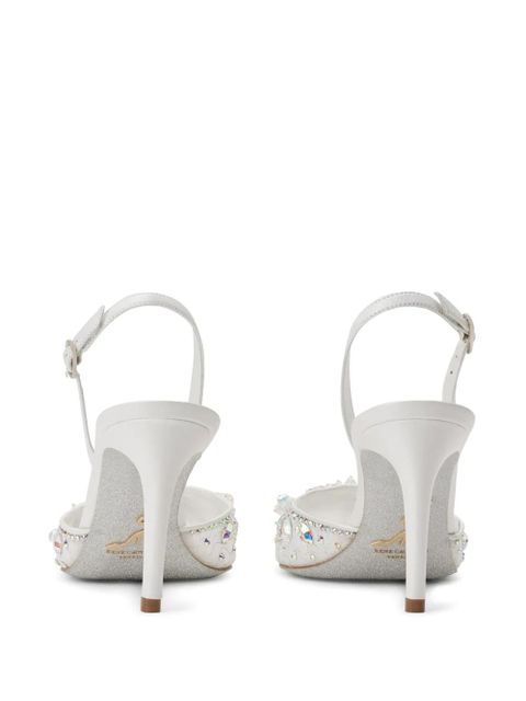 René Caovilla Cinderella 80mm leather pumps - White