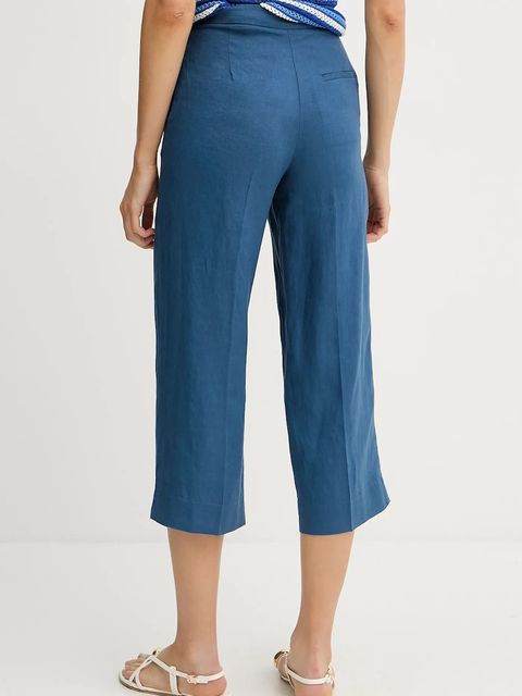 United Colors of Benetton spodnie lniane damskie kolor niebieski proste high waist 4AGHDF08M - zdjęcie produktu nr 2